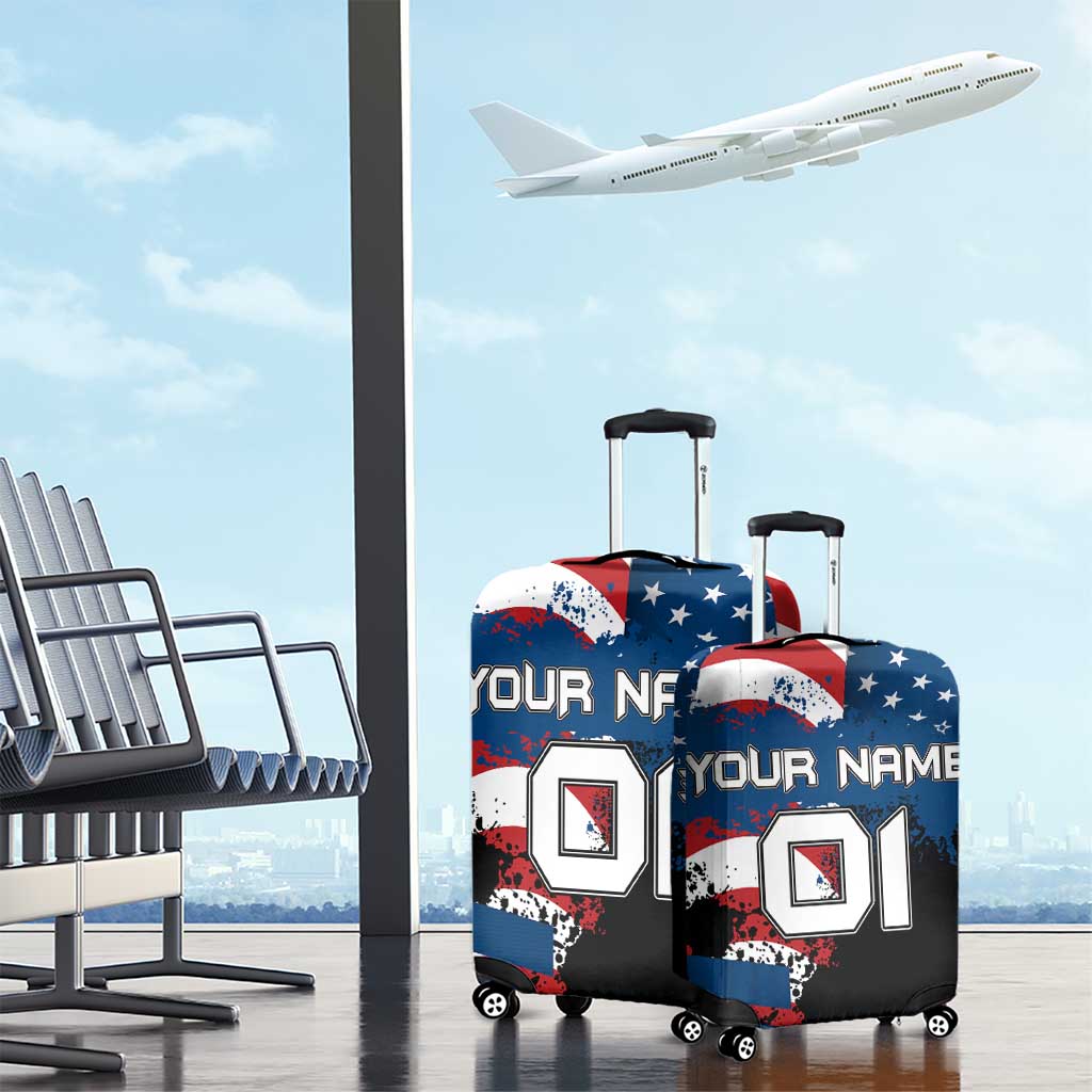 BMX Life Graphic Luggage Cover with American Flag and Custom Rider Number Design TS04