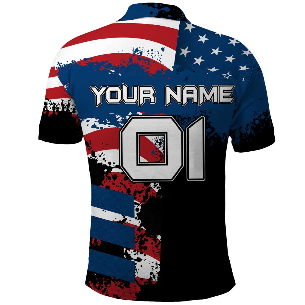 BMX Life Graphic Polo Shirt with American Flag and Custom Rider Number Design TS04