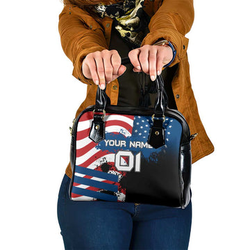 BMX Life Graphic Shoulder Handbag with American Flag and Custom Rider Number Design TS04