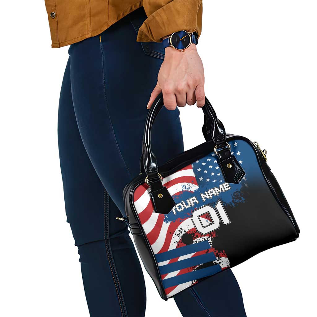 BMX Life Graphic Shoulder Handbag with American Flag and Custom Rider Number Design TS04
