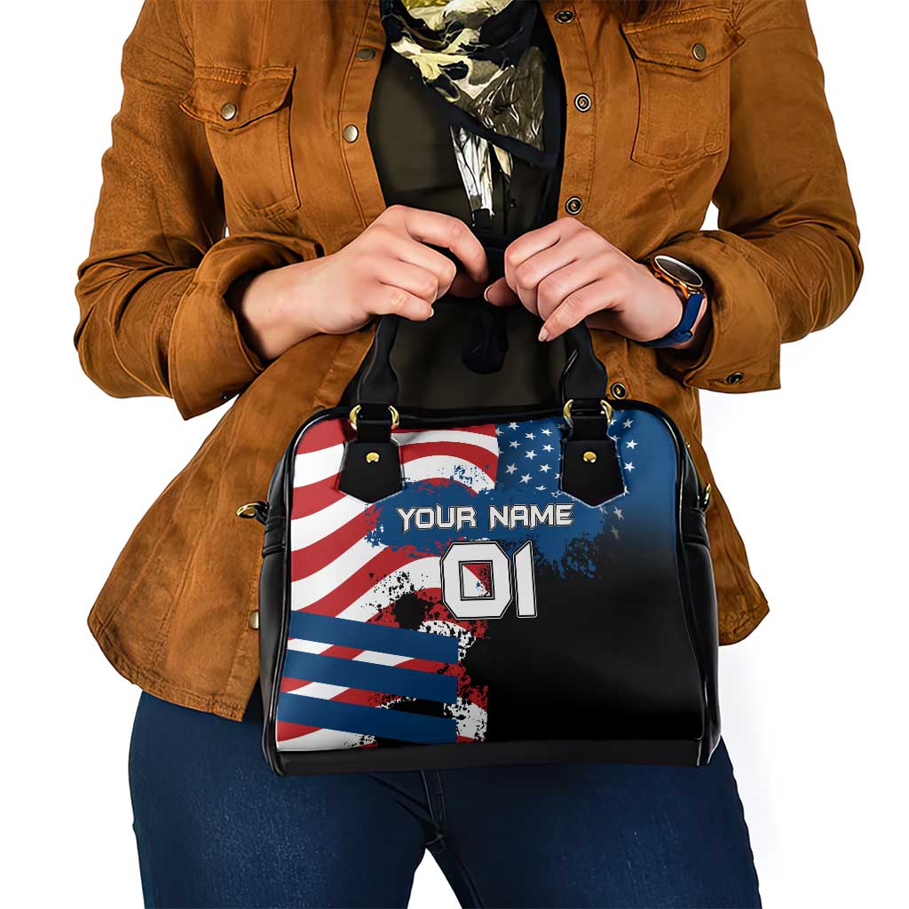 BMX Life Graphic Shoulder Handbag with American Flag and Custom Rider Number Design TS04