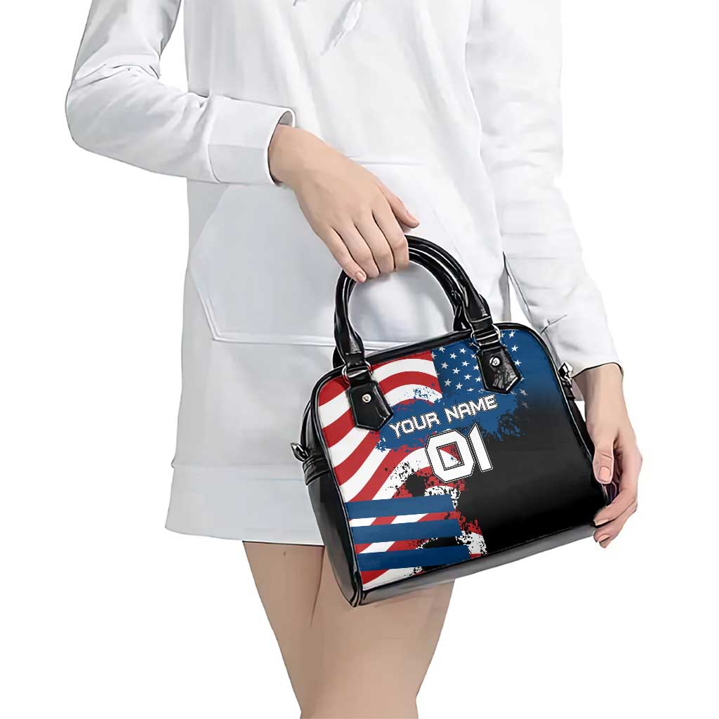 BMX Life Graphic Shoulder Handbag with American Flag and Custom Rider Number Design TS04