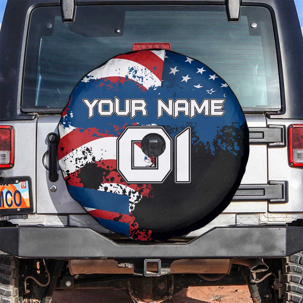 BMX Life Graphic Spare Tire Cover with American Flag and Custom Rider Number Design TS04