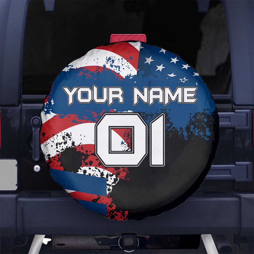 BMX Life Graphic Spare Tire Cover with American Flag and Custom Rider Number Design TS04