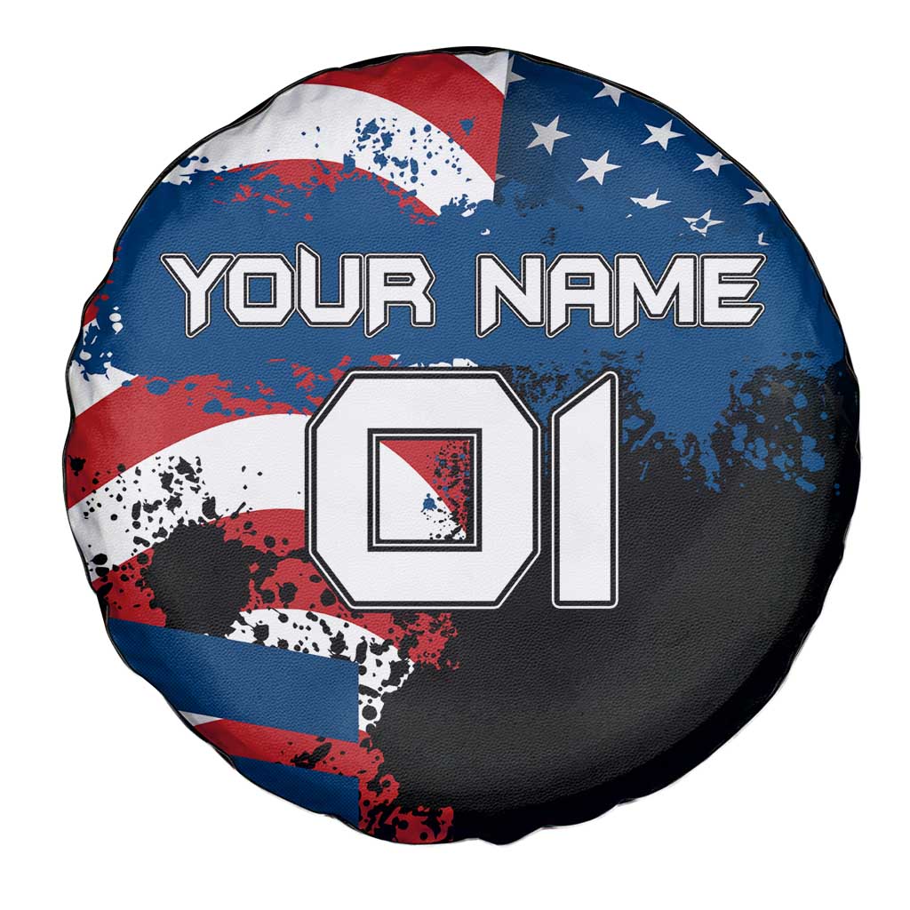 BMX Life Graphic Spare Tire Cover with American Flag and Custom Rider Number Design TS04