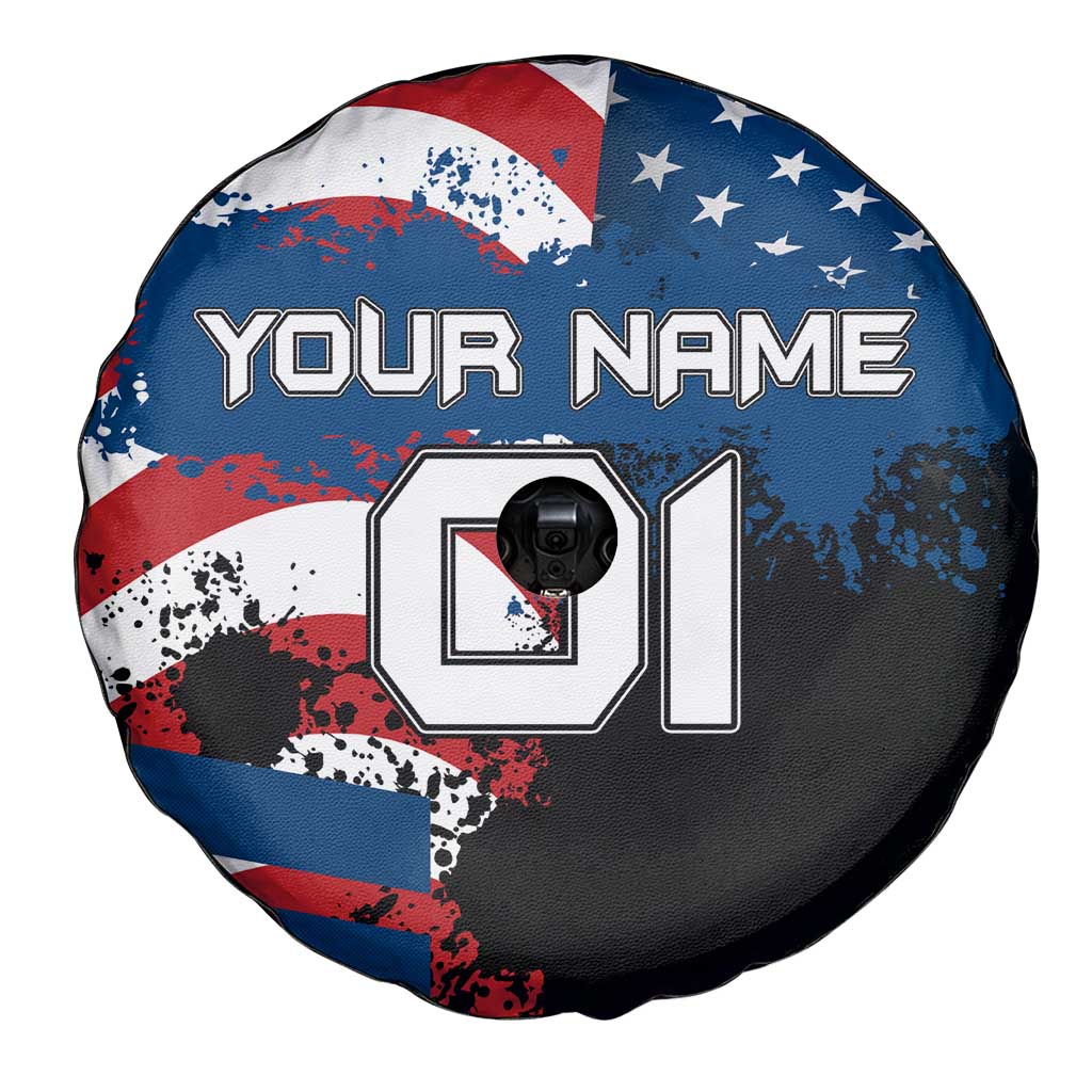 BMX Life Graphic Spare Tire Cover with American Flag and Custom Rider Number Design TS04