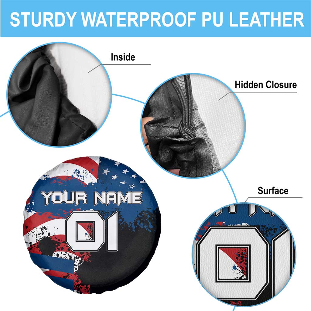 BMX Life Graphic Spare Tire Cover with American Flag and Custom Rider Number Design TS04