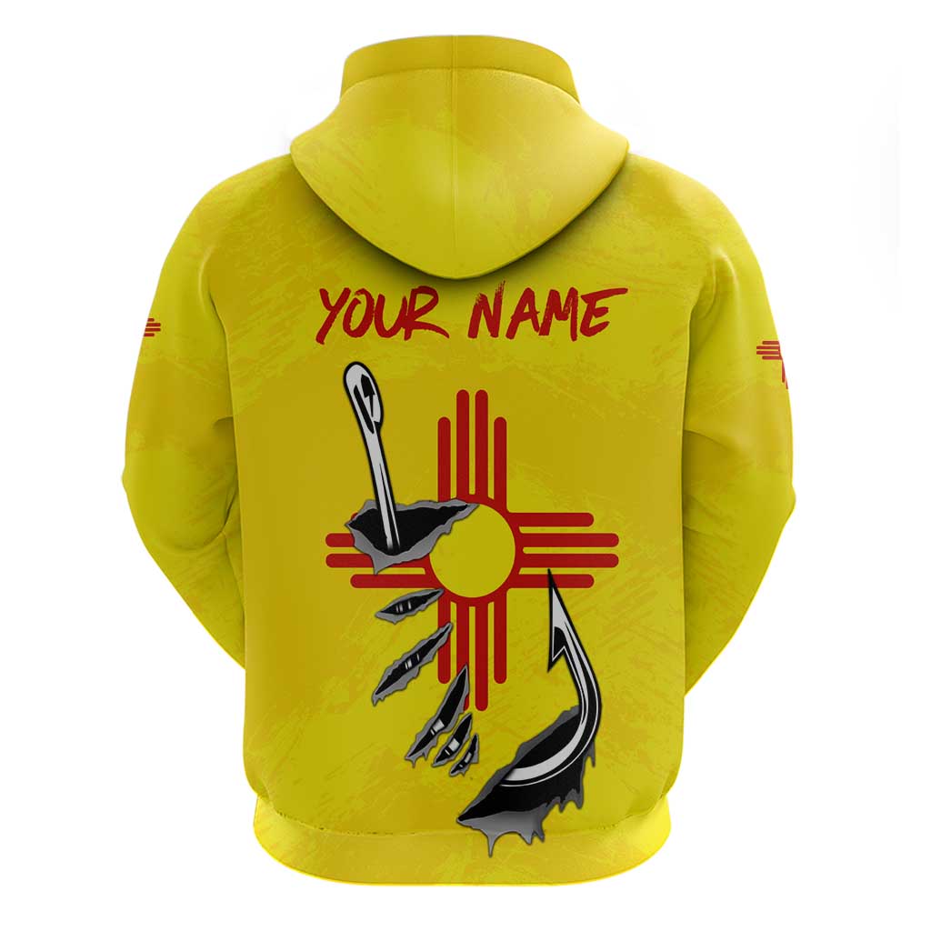 New Mexico Zia Symbol Fish Hook Hoodie Torn Fishing Graphic and Custom Name Design TS04