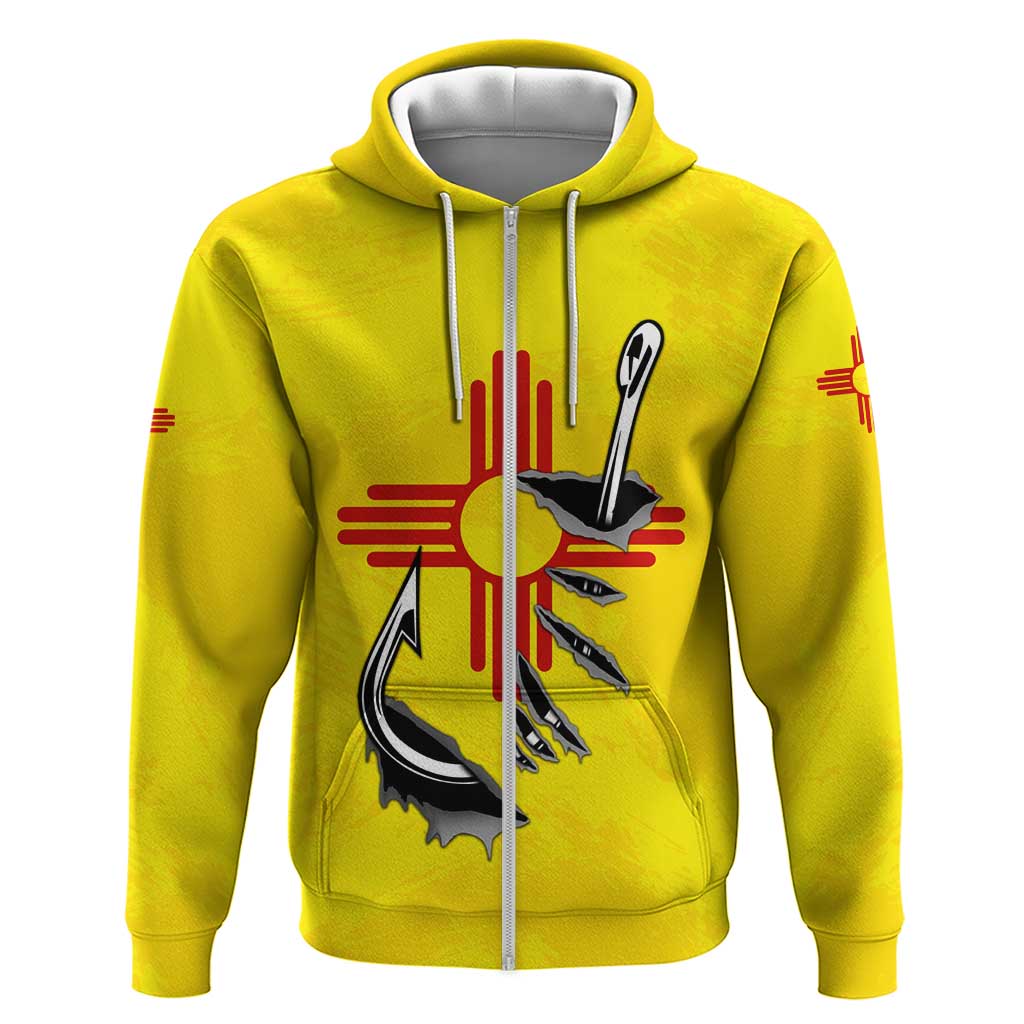 New Mexico Zia Symbol Fish Hook Hoodie Torn Fishing Graphic and Custom Name Design TS04