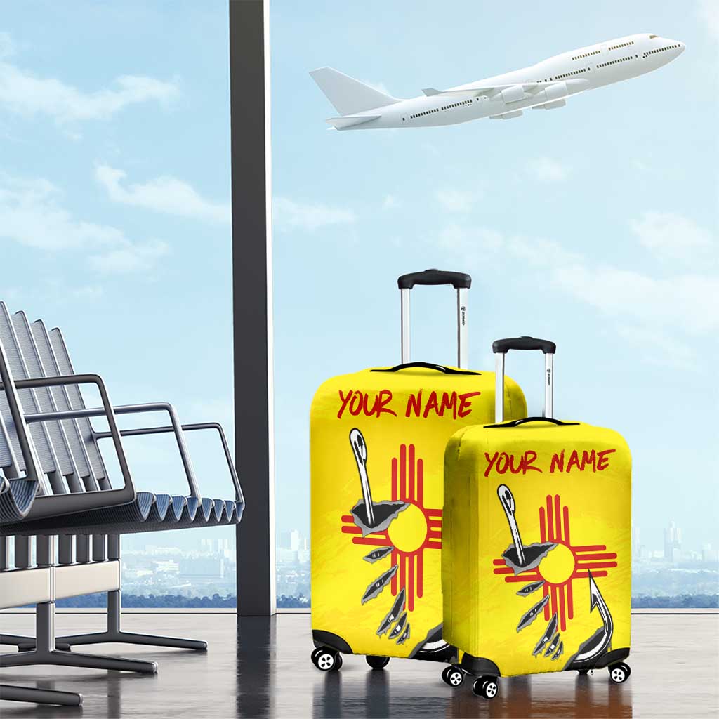 New Mexico Zia Symbol Fish Hook Luggage Cover Torn Fishing Graphic and Custom Name Design TS04