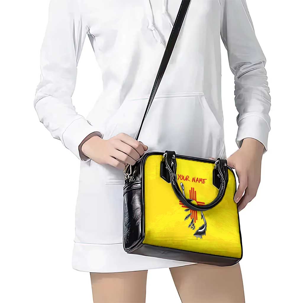 New Mexico Zia Symbol Fish Hook Shoulder Handbag Torn Fishing Graphic and Custom Name Design TS04
