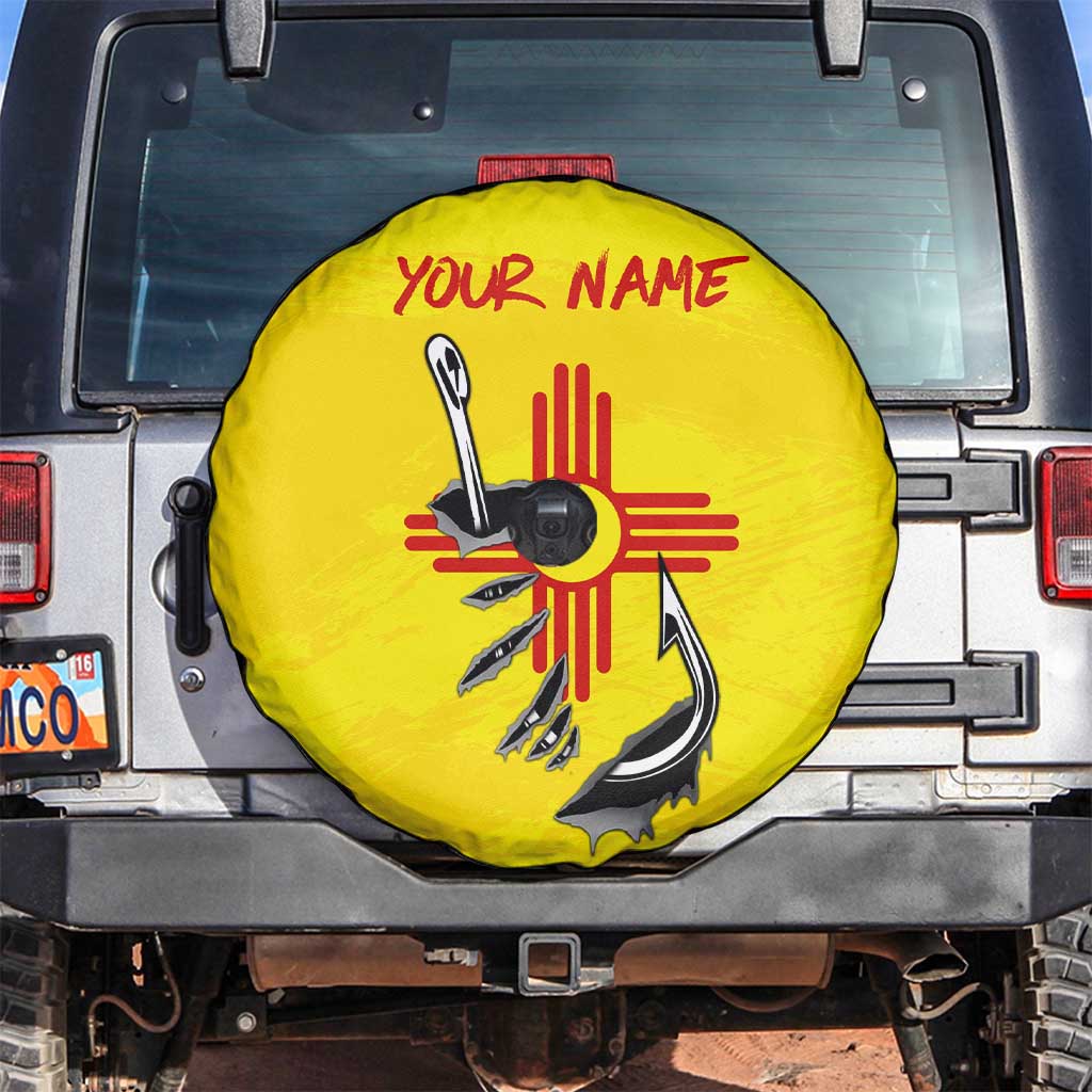 New Mexico Zia Symbol Fish Hook Spare Tire Cover Torn Fishing Graphic and Custom Name Design TS04