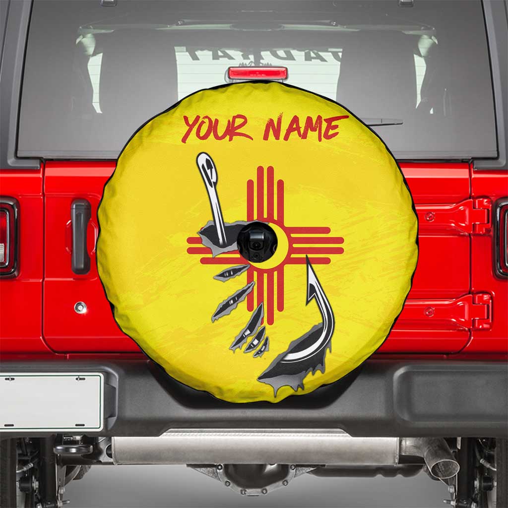 New Mexico Zia Symbol Fish Hook Spare Tire Cover Torn Fishing Graphic and Custom Name Design TS04
