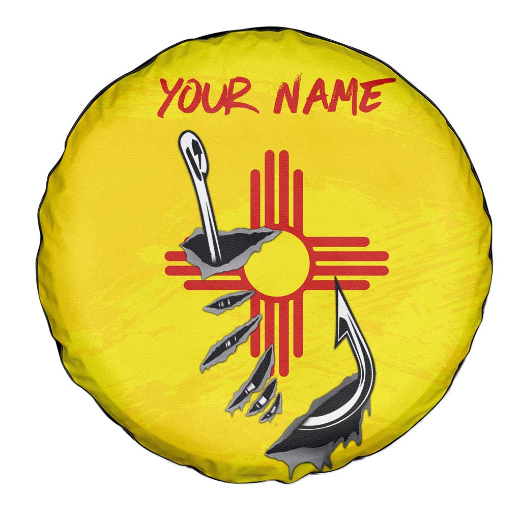 New Mexico Zia Symbol Fish Hook Spare Tire Cover Torn Fishing Graphic and Custom Name Design TS04