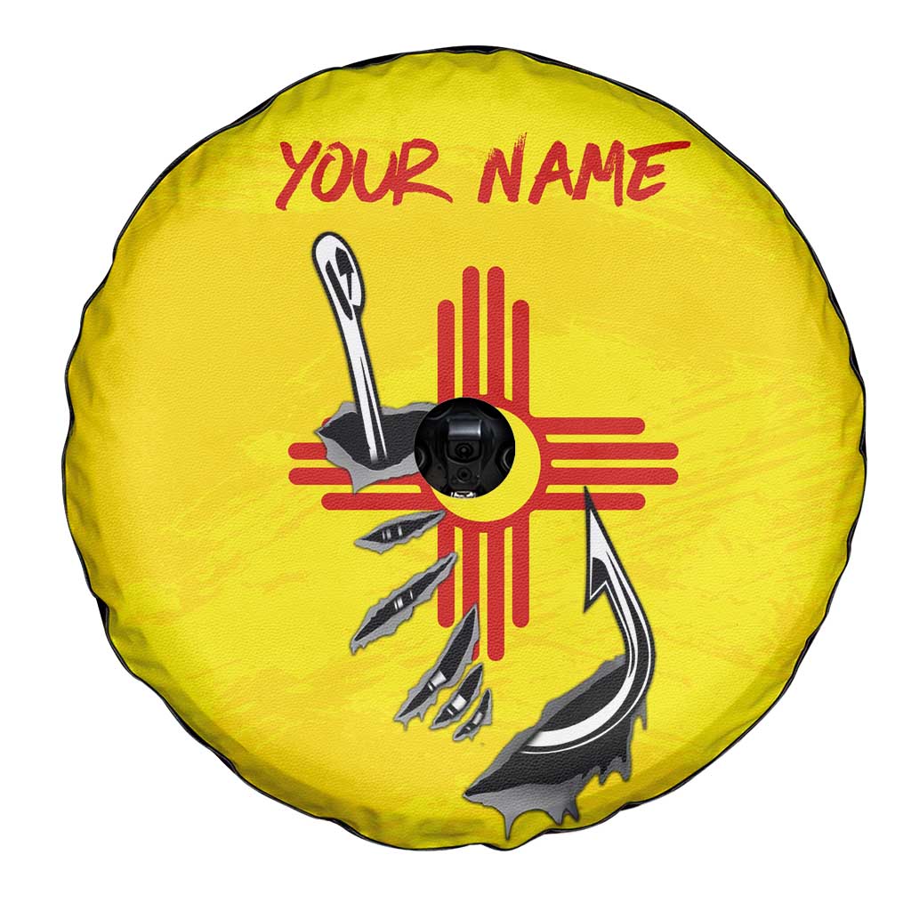 New Mexico Zia Symbol Fish Hook Spare Tire Cover Torn Fishing Graphic and Custom Name Design TS04