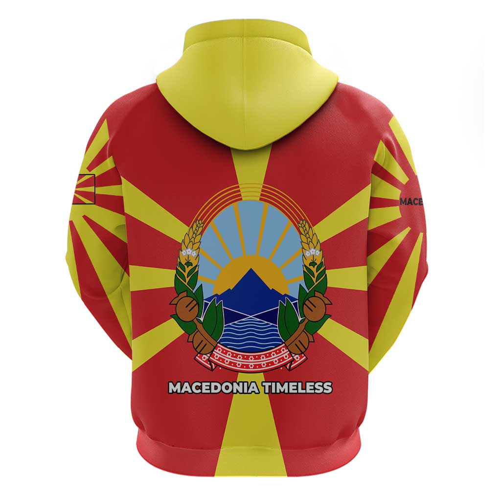Macedonia Hoodie with National Emblem and Sunburst Flag Design TS04