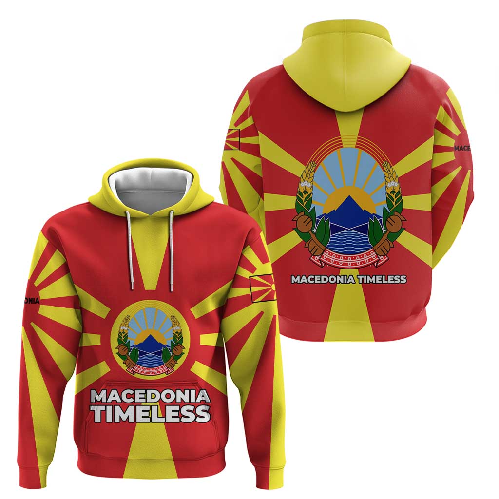 Macedonia Hoodie with National Emblem and Sunburst Flag Design TS04