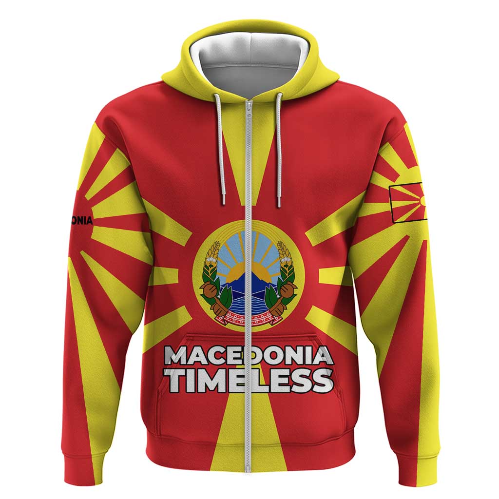Macedonia Hoodie with National Emblem and Sunburst Flag Design TS04
