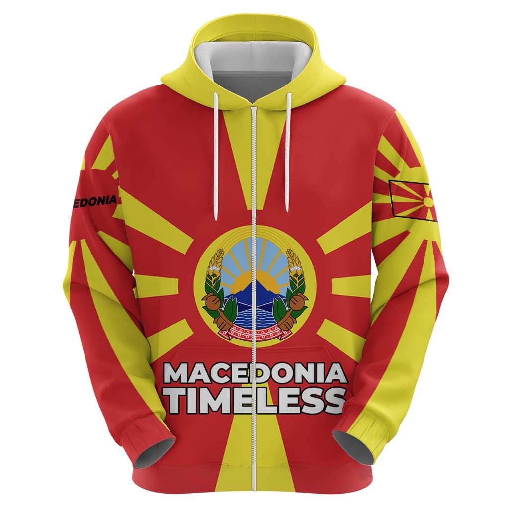 Macedonia Hoodie with National Emblem and Sunburst Flag Design TS04