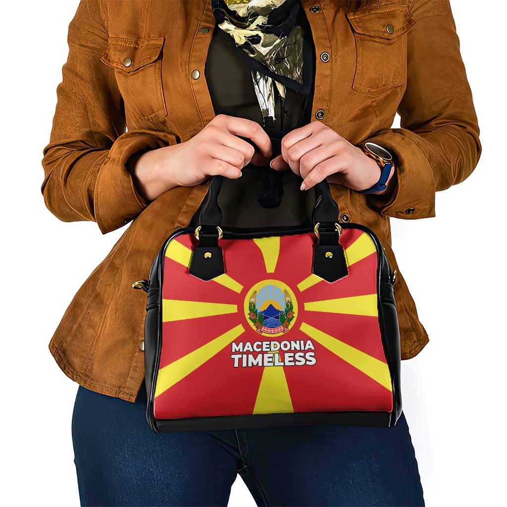 Macedonia Shoulder Handbag with National Emblem and Sunburst Flag Design TS04