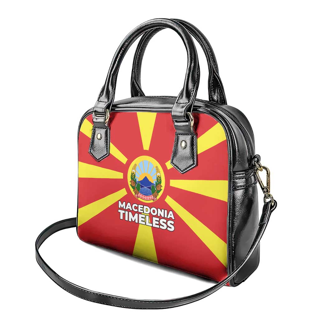Macedonia Shoulder Handbag with National Emblem and Sunburst Flag Design TS04