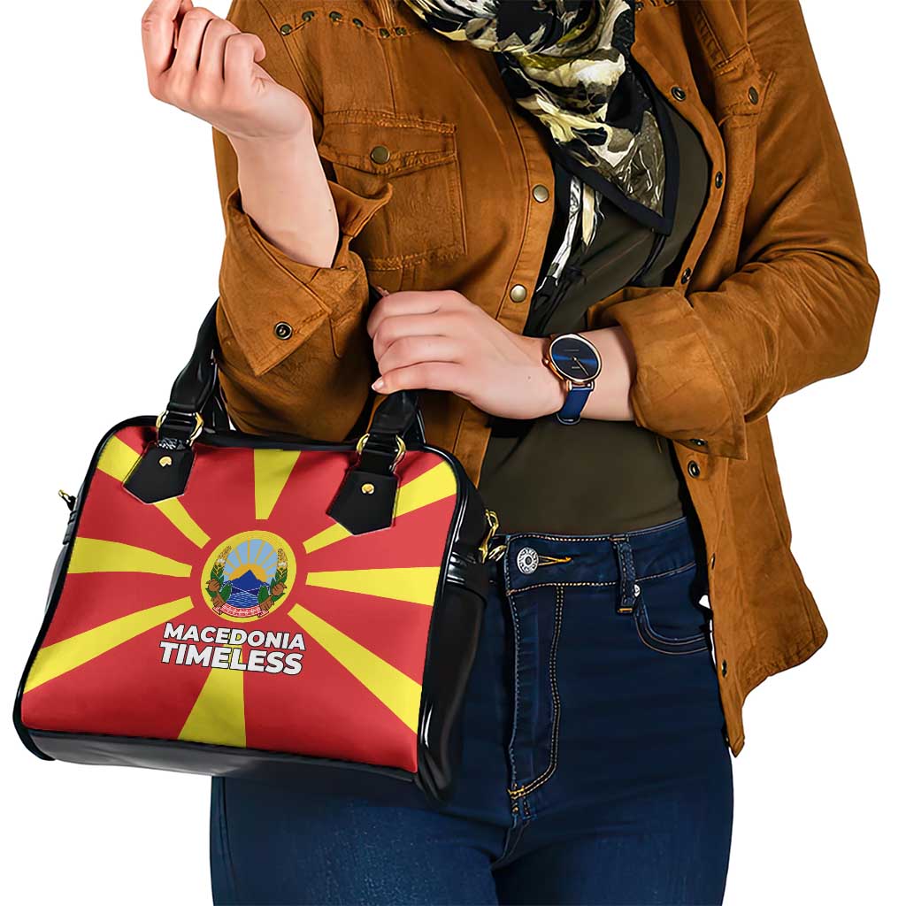 Macedonia Shoulder Handbag with National Emblem and Sunburst Flag Design TS04