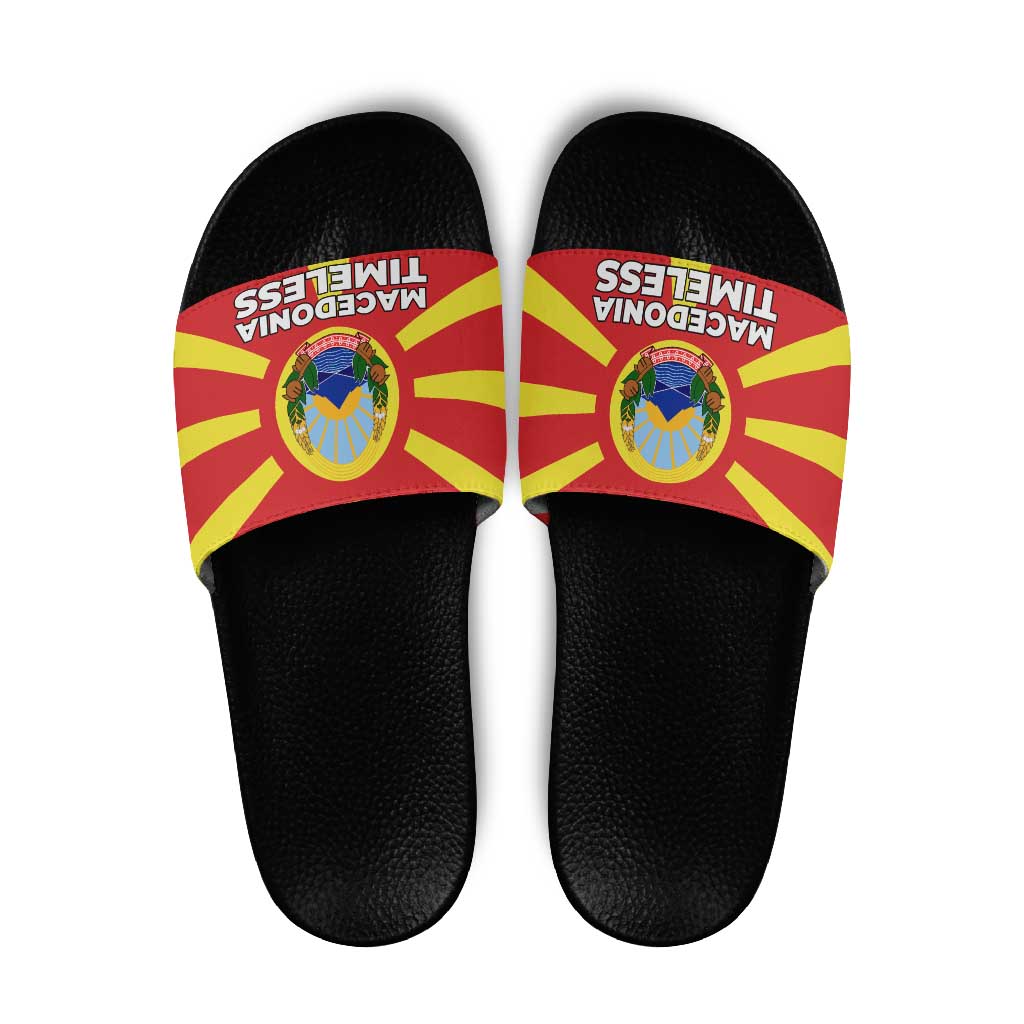 Macedonia Slide Sandals with National Emblem and Sunburst Flag Design TS04