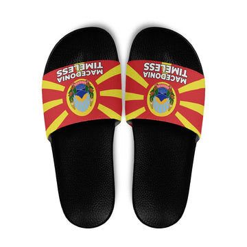 Macedonia Slide Sandals with National Emblem and Sunburst Flag Design TS04