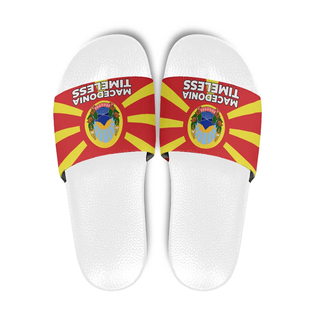 Macedonia Slide Sandals with National Emblem and Sunburst Flag Design TS04