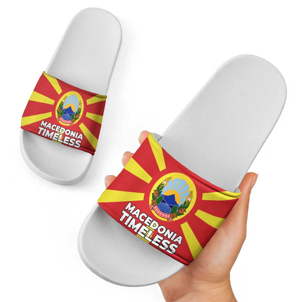 Macedonia Slide Sandals with National Emblem and Sunburst Flag Design TS04