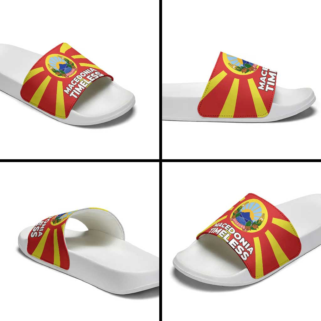 Macedonia Slide Sandals with National Emblem and Sunburst Flag Design TS04