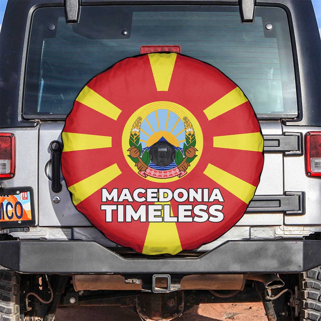 Macedonia Spare Tire Cover with National Emblem and Sunburst Flag Design TS04