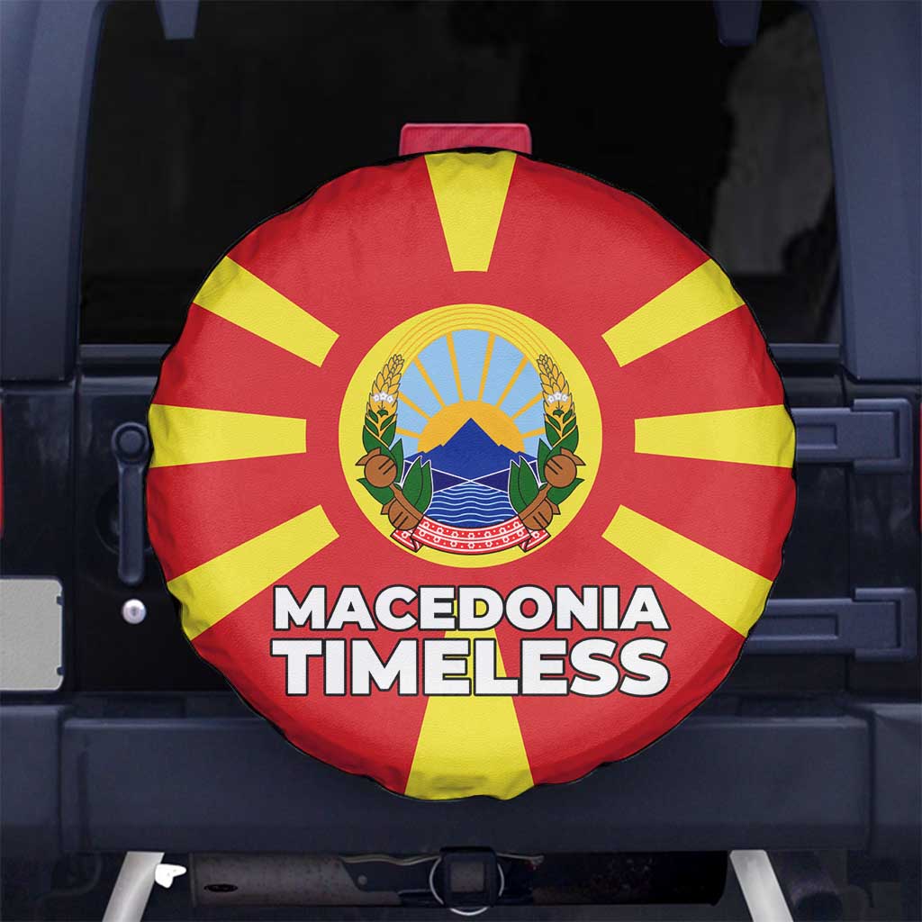 Macedonia Spare Tire Cover with National Emblem and Sunburst Flag Design TS04