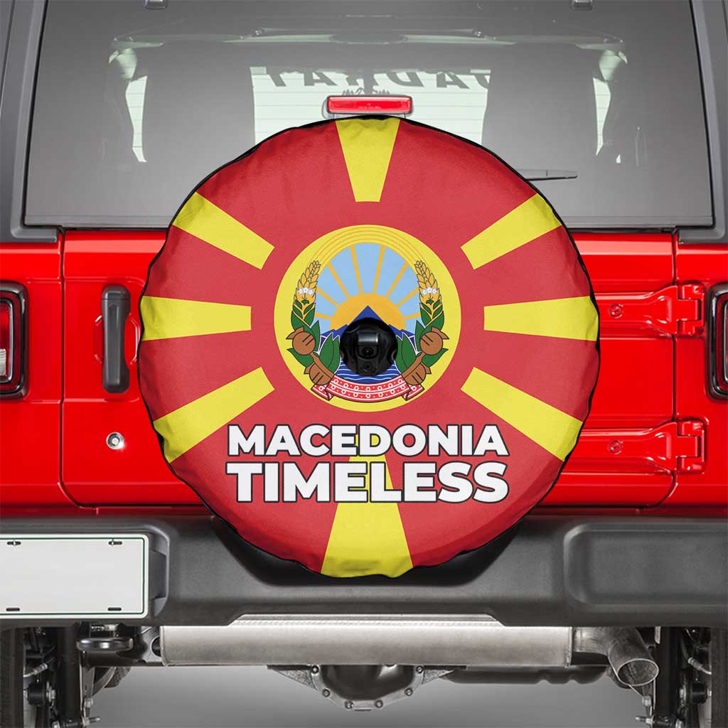 Macedonia Spare Tire Cover with National Emblem and Sunburst Flag Design TS04