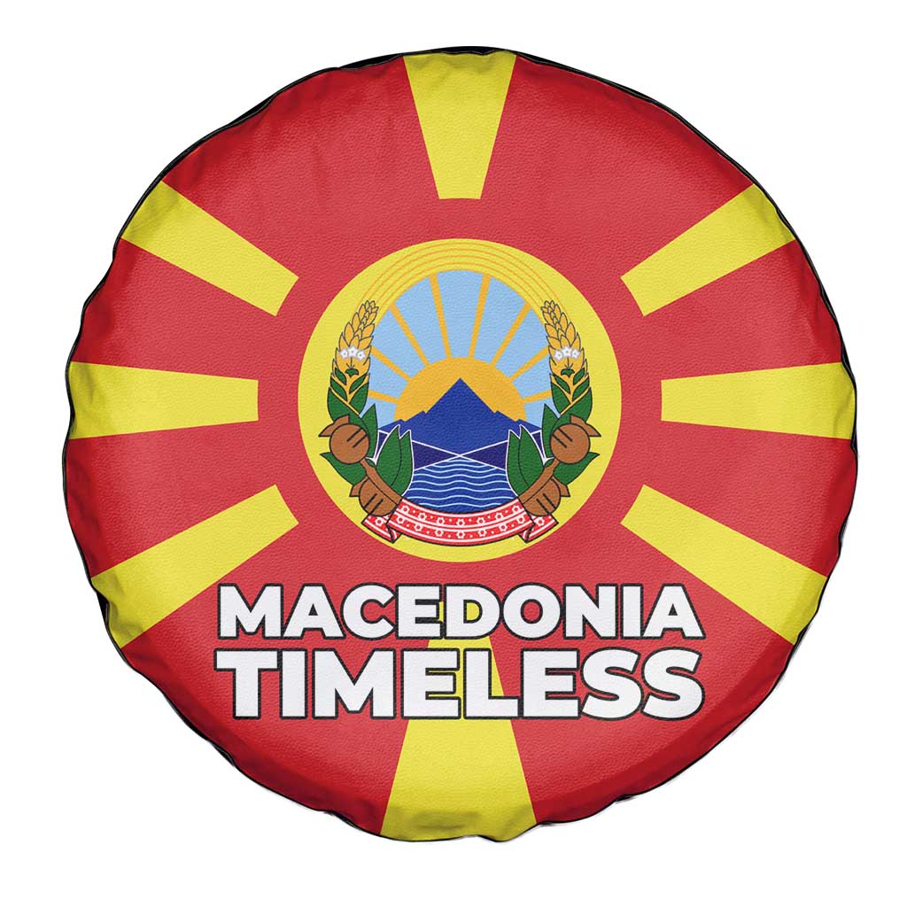Macedonia Spare Tire Cover with National Emblem and Sunburst Flag Design TS04