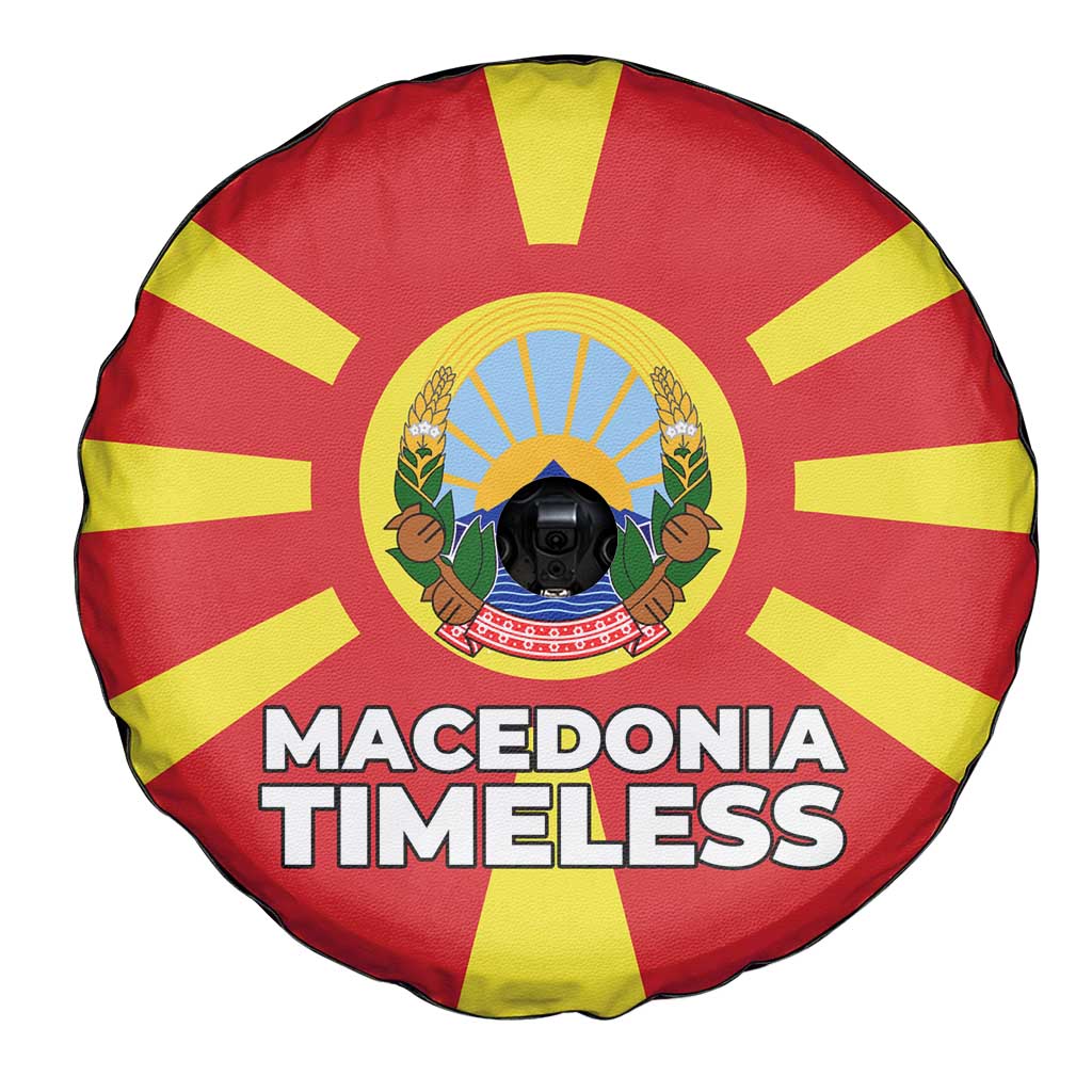 Macedonia Spare Tire Cover with National Emblem and Sunburst Flag Design TS04