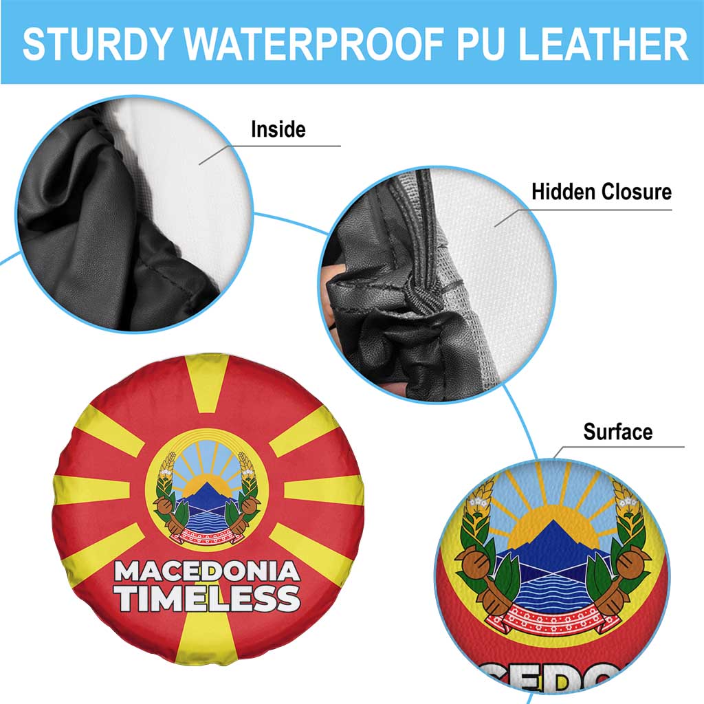 Macedonia Spare Tire Cover with National Emblem and Sunburst Flag Design TS04