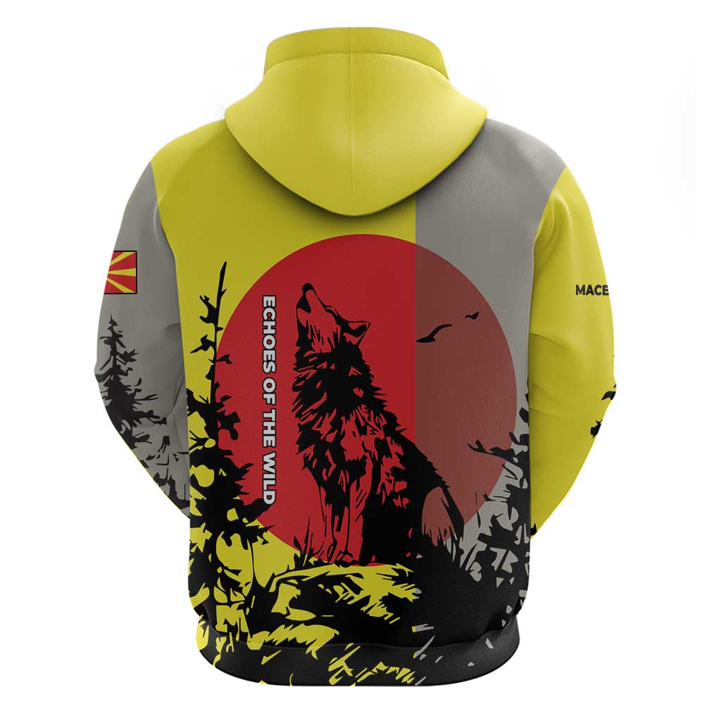 Macedonia Hoodie with Howling Wolf and Sunset Forest Design TS04