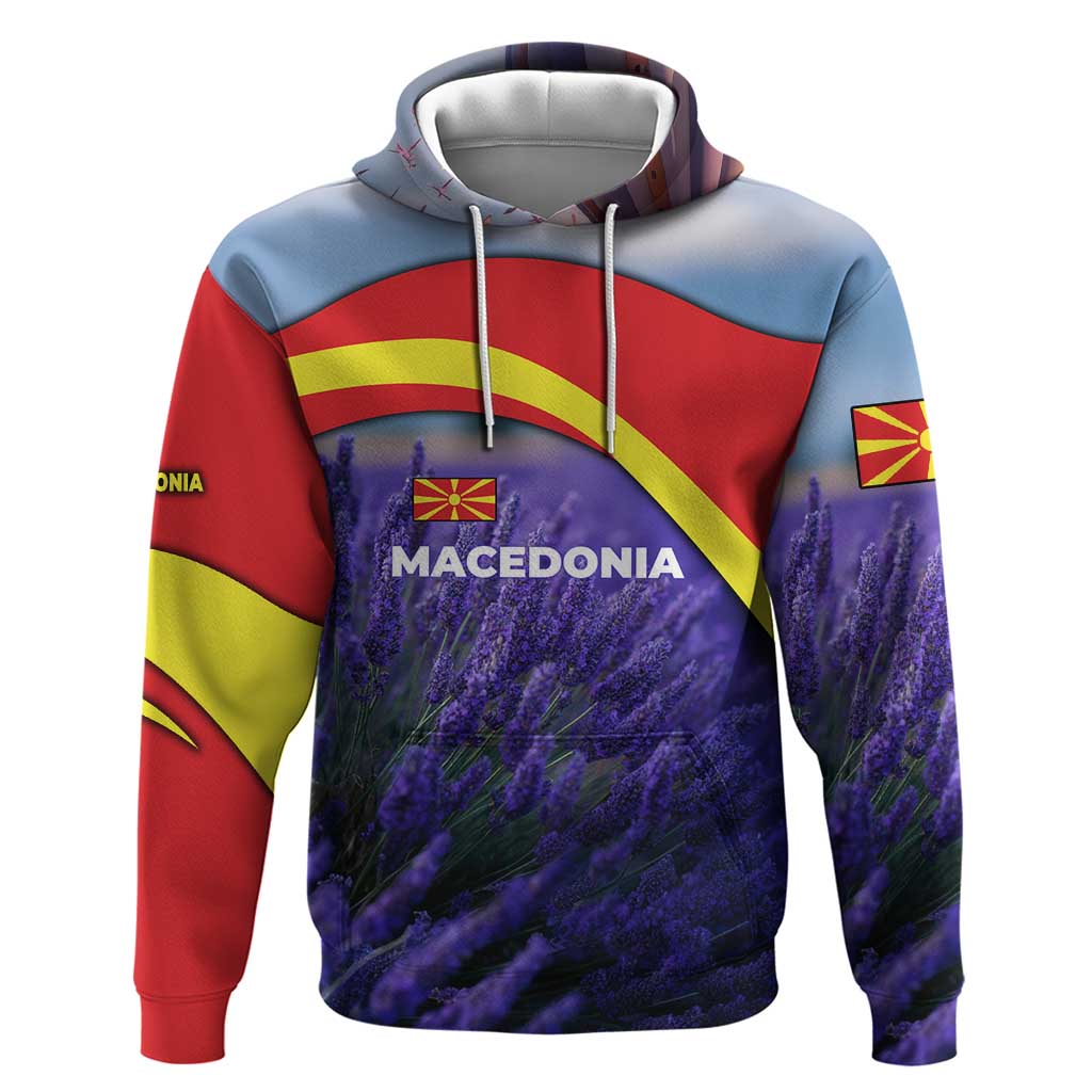 Macedonia Hoodie with Lavender Field and Bloom Curve Design TS04