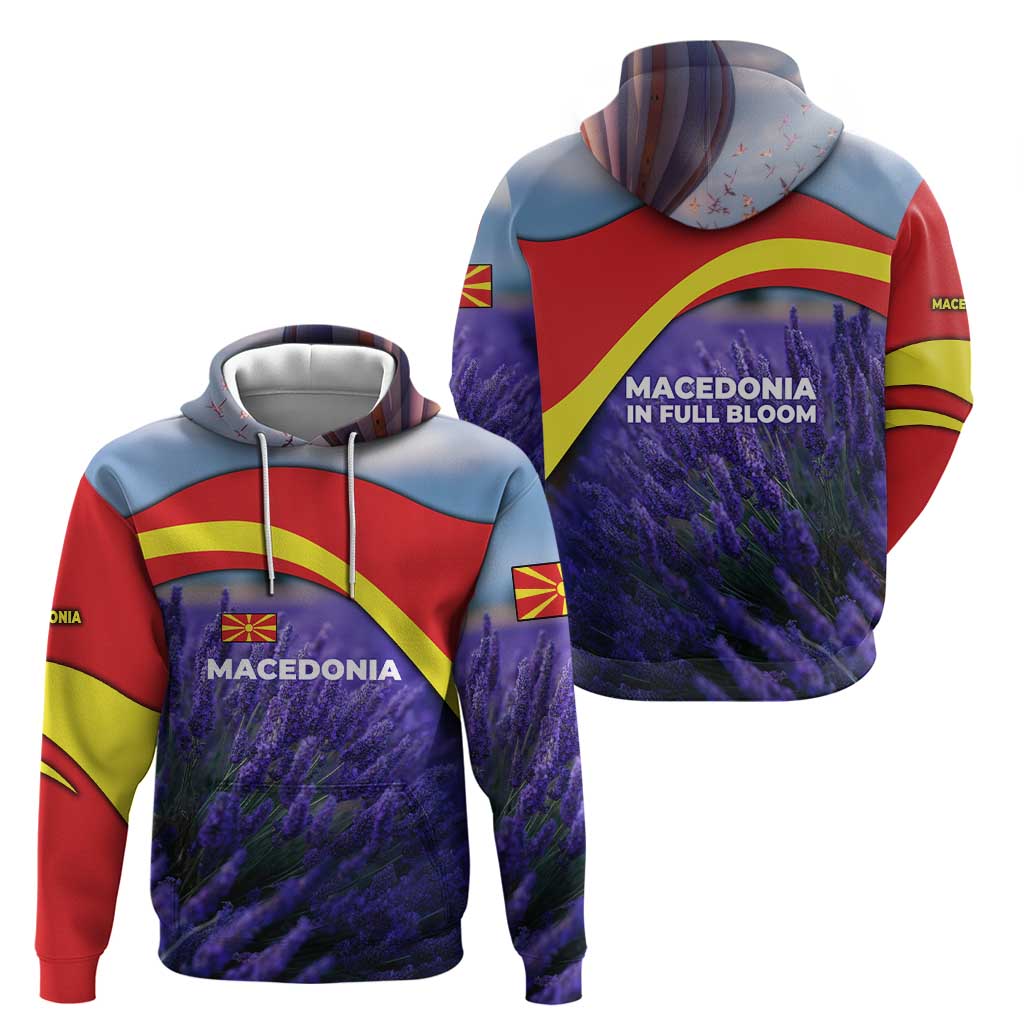 Macedonia Hoodie with Lavender Field and Bloom Curve Design TS04