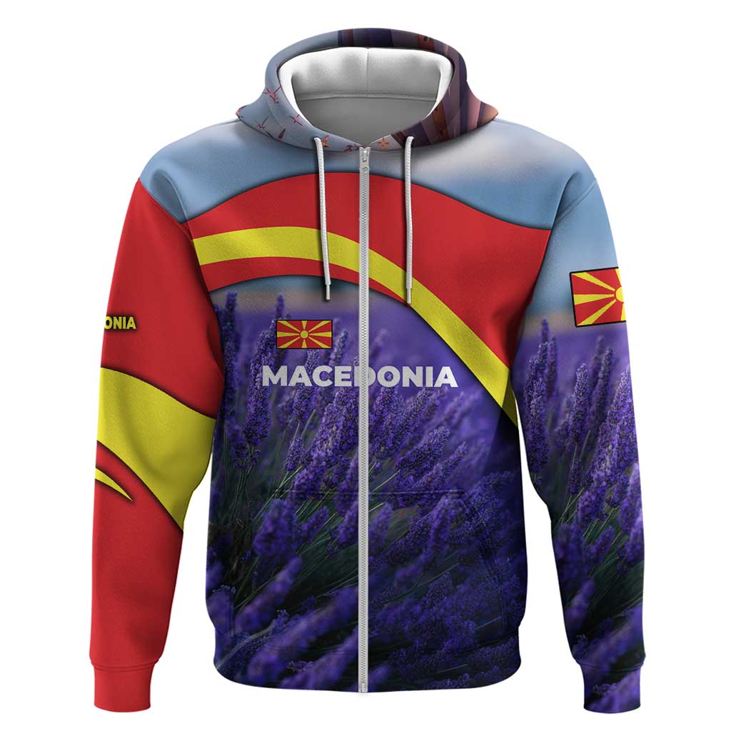 Macedonia Hoodie with Lavender Field and Bloom Curve Design TS04