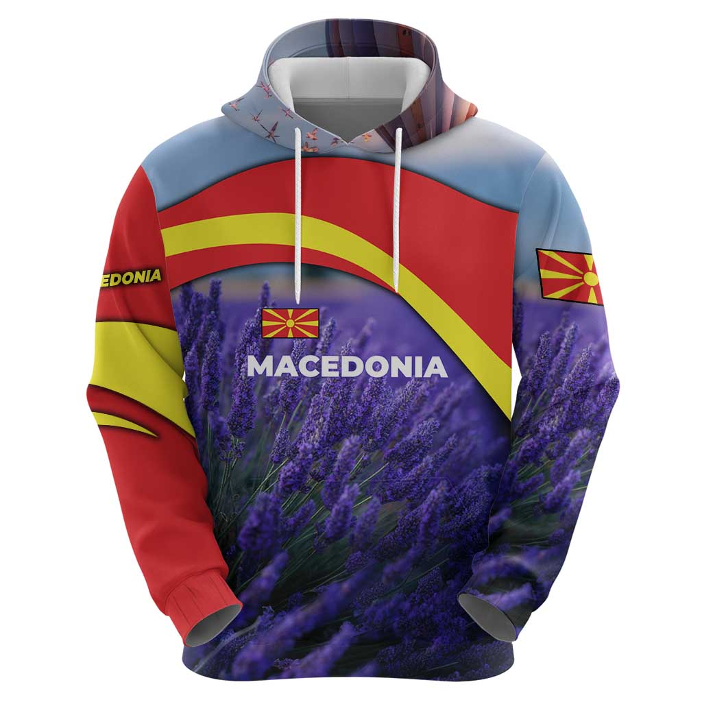 Macedonia Hoodie with Lavender Field and Bloom Curve Design TS04