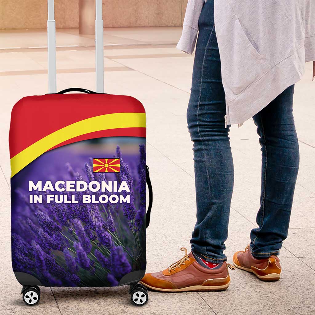 Macedonia Luggage Cover with Lavender Field and Bloom Curve Design TS04
