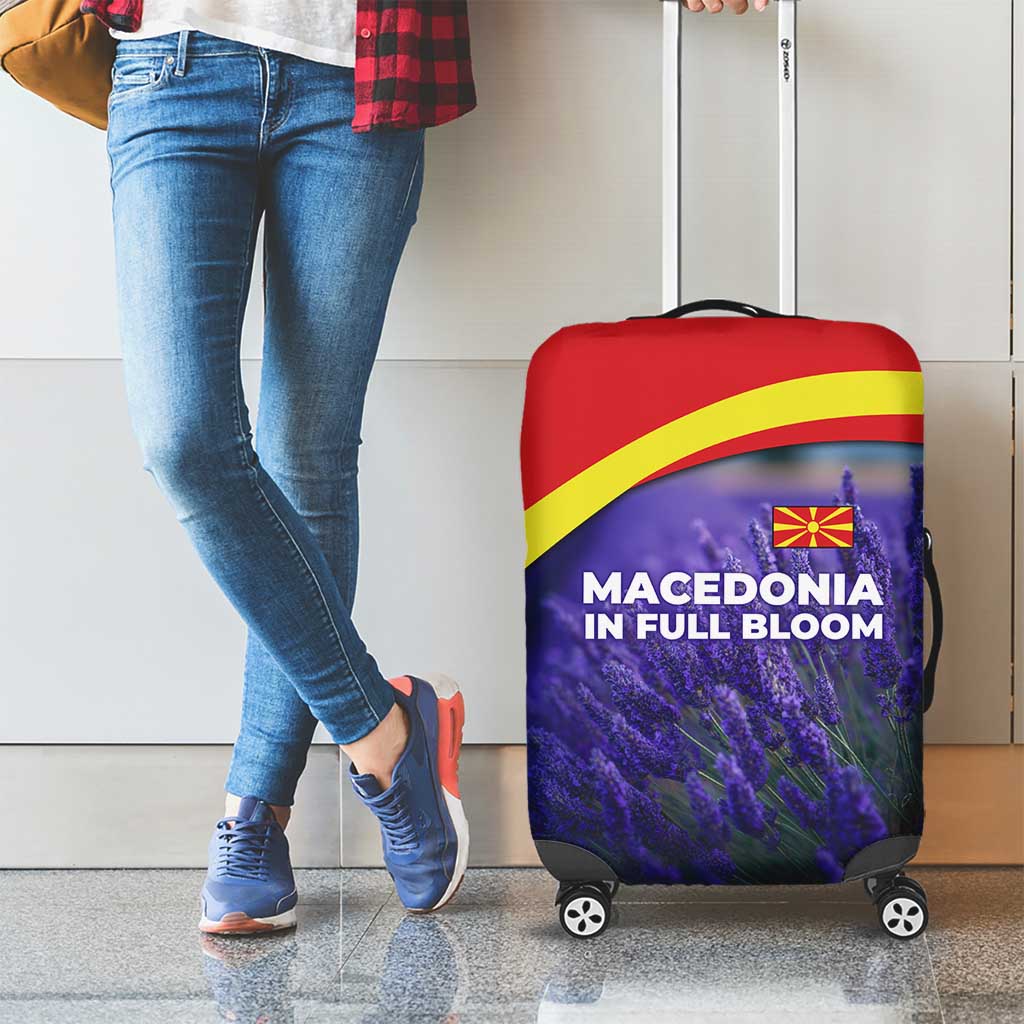 Macedonia Luggage Cover with Lavender Field and Bloom Curve Design TS04