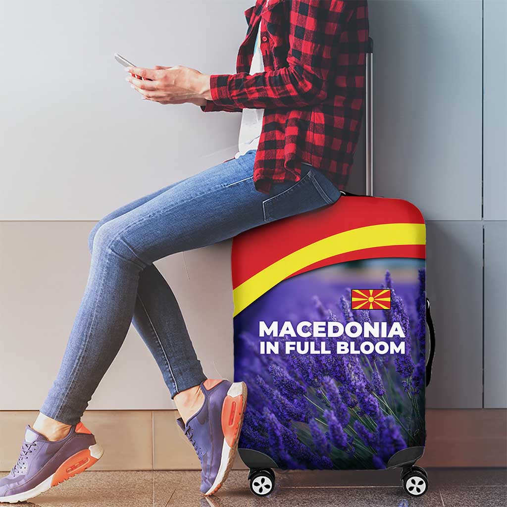 Macedonia Luggage Cover with Lavender Field and Bloom Curve Design TS04