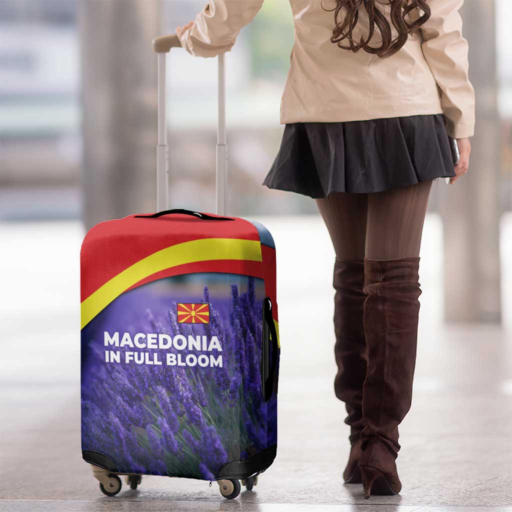 Macedonia Luggage Cover with Lavender Field and Bloom Curve Design TS04