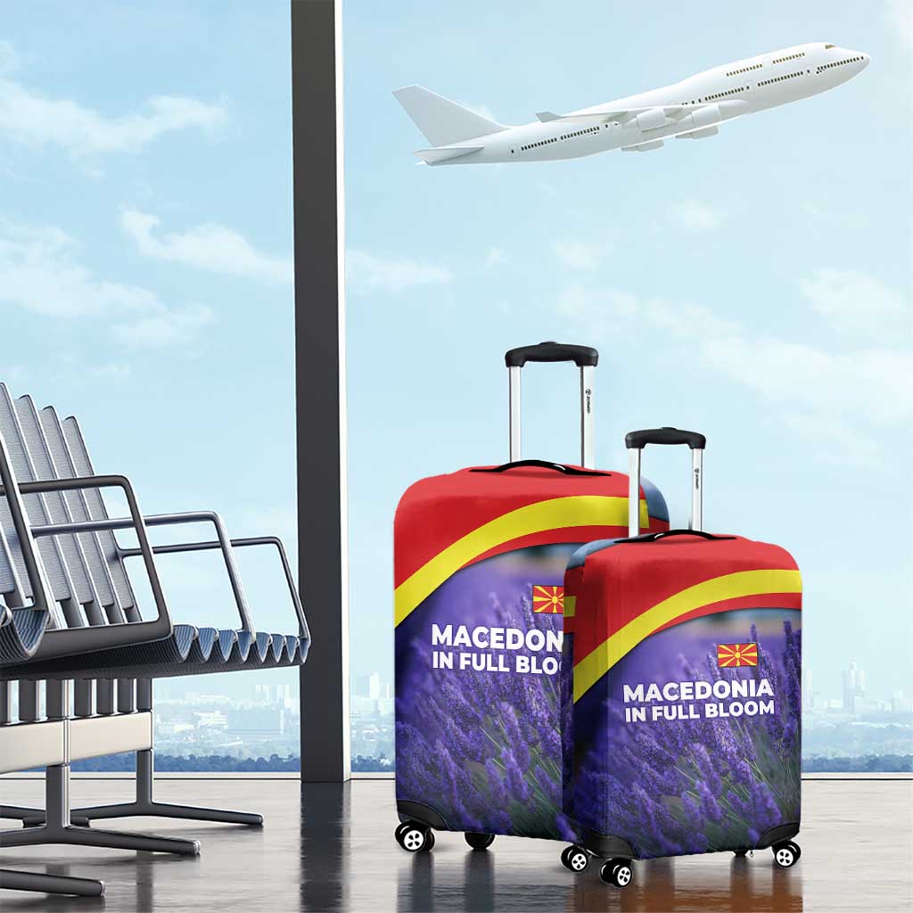 Macedonia Luggage Cover with Lavender Field and Bloom Curve Design TS04