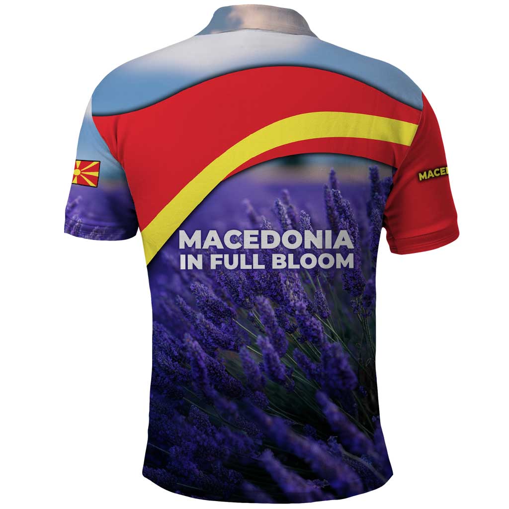 Macedonia Polo Shirt with Lavender Field and Bloom Curve Design TS04