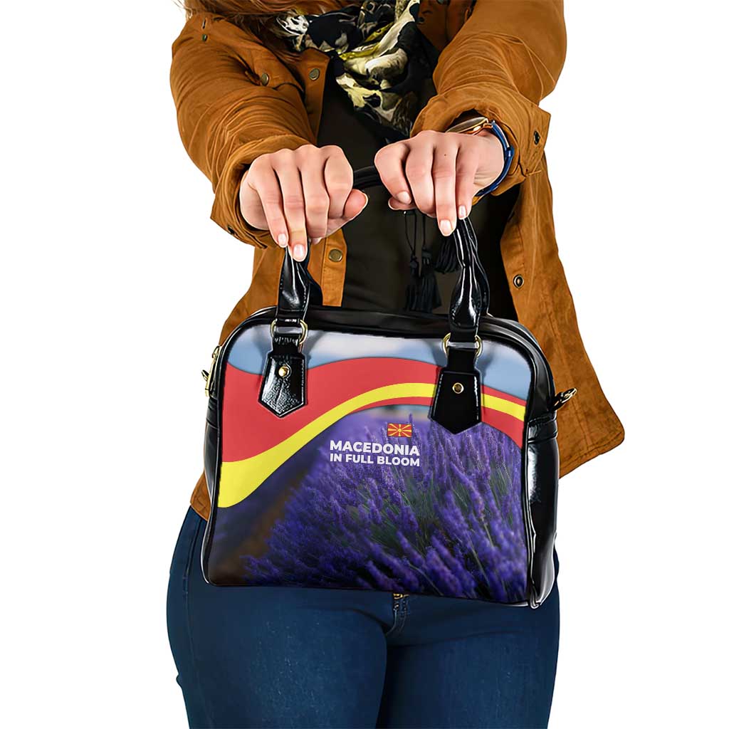 Macedonia Shoulder Handbag with Lavender Field and Bloom Curve Design TS04