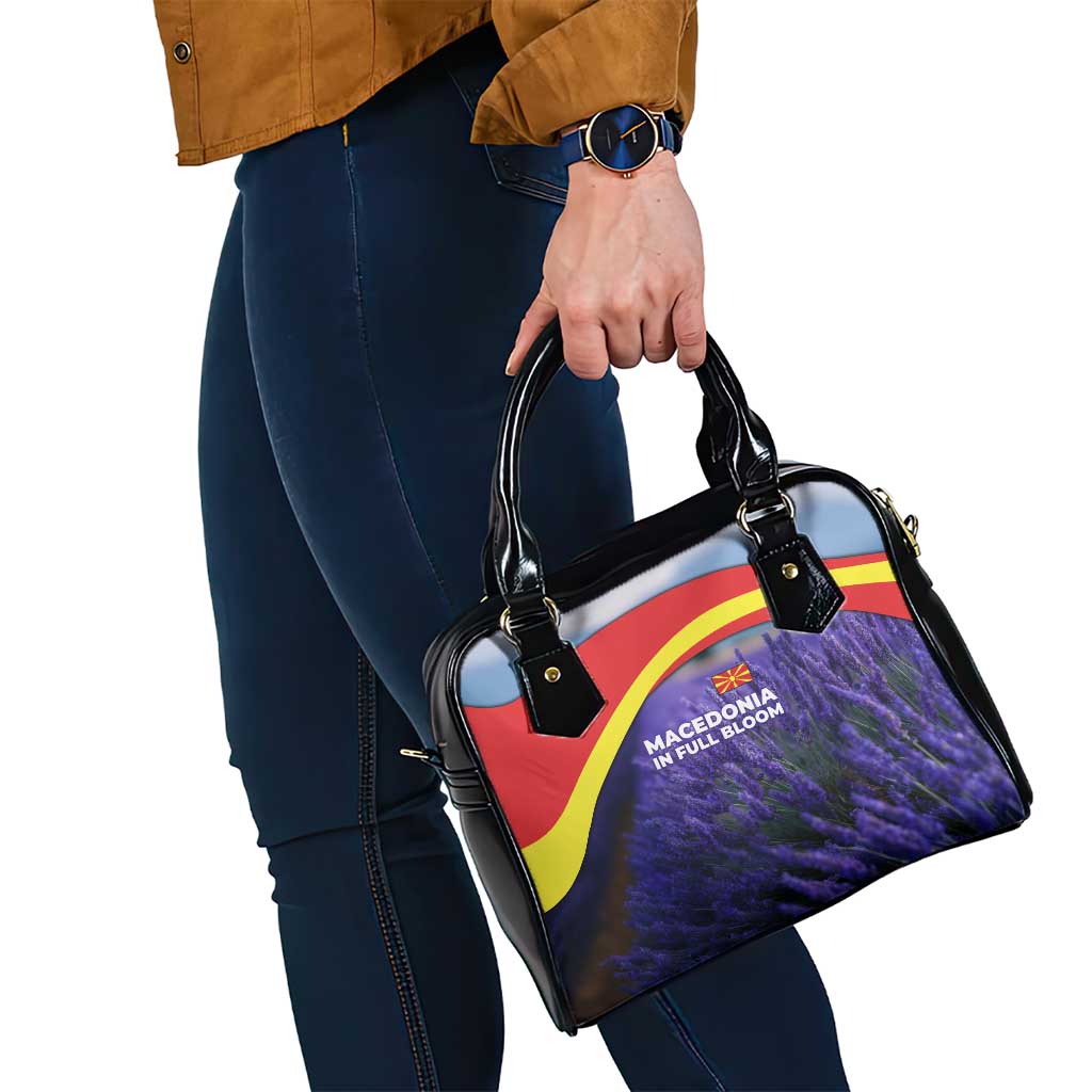Macedonia Shoulder Handbag with Lavender Field and Bloom Curve Design TS04